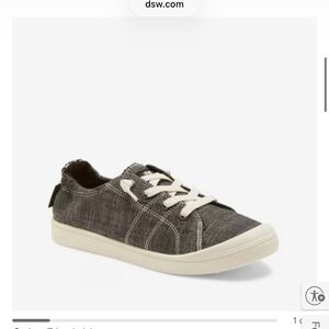 Roxy Women's Charcoal Canvas Low-Top Sneaker with Cream Laces
